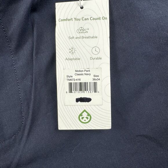 NWT Tasc Motion Tailored Fit Classic Navy Blue Chino Bamboo Pants Mens 36x34‎ - Picture 6 of 10